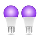 Akynite Schwarzbirne E27 9W LED Lampe, Glühbirne UV LED E27 Schwarzlicht, UVA...