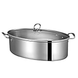 HOMEDEK 410 Edelstahl Dampfgarer Ovaler Fisch Dampfgarer mit DäMpfendem Gittertopf...
