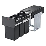 Hailo EcoLine Design Trio L Einbau-Mülltrennungs-System - Trio-Mülleimer mit Vollauszug...