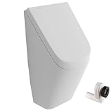VitrA Pure Style Urinal mit VitrAhygiene + Deckel + Urinal-Absaug-Siphon | Zulauf & Ablauf...