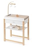 ELLA & PIET® Puppenwickeltisch Splashy mit Badewanne und Mobile aus Holz (Weiß-Schlamm)...