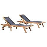 CFODOJ Outdoor-Sitz, Sonnenliegen, zusammenklappbar, mit Rollen, 2 Stück, massives...