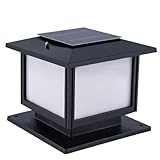 HOGNYAU Solar-Säulenlampen, modernes schwarzes Finish, 24,9 cm, Dämmerung bis...