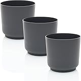 idea-station Sati Blumentopf Set 3 x 13 cm - anthrazit - bruchsichere...