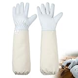 Moontay Imkerhandschuhe aus Ziegenleder, Atmungsaktive Canvas Imkerhandschuhe Stichfest,...