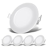 B.K.Licht - 5er Set LED Bad Einbaustrahler 230V flach, IP65, neutralweiße Lichtfarbe,...