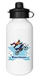 Samunshi® Kinder-Trinkflasche mit Motorrad Fahrer und Namen als Motiv für...