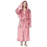 Bademantel Microfaser Unisex Herren Damen Kuschelfleece Bademantel mit Kapuze für Männer...