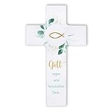 FRITZ COX Holzkreuz 'Fisch' | Gott segne und beschütze Dich | christliches...