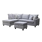 ZSLKDL Hellgraues Stoff-Sofa mit linkem Chaiselier und Stauraum-Ottomane