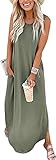 Cuptacc Maxikleid Damen Sommer Maxi Boho Kleider mit Taschen Tie Dye Strandkleid Lang...