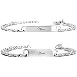 Armband mit Gravur | Partnerarmbänder mit Gravur | Hochwertiges Pärchenarmband in Silber...