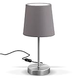B.K.Licht - Nachttischlampe mit Kabelschalter, E14 Fassung, Lampenschirm aus...