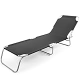 BigDean Sonnenliege klappbar 150 kg belastbar mit 4-Fach Verstellbarer...
