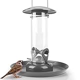 WILDLIFE FRIEND I Körner Futtersäule mit XL Futterteller, Grau - Futterschale...