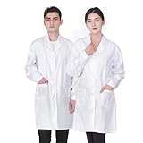 Y8HM Weißer Kittel Arztkittel Laborkittel Damen Herren Schutzkleidung Chemie...