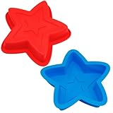 Uryxery 2 Pack Sternförmige Silikon-Kuchenformen (15,2 cm, Rot & Blau) -...