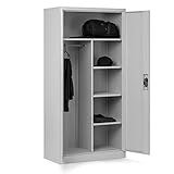 Domator Metallschrank 185 x 90 x 45 cm | Aktenschrank Abschließbar mit Kleiderstange,...
