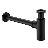 Keymark Design Siphon Schwarz Matt, Messing Syphon Sifon für Waschbecken & Waschtisch,...