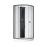 Marwell Dusche Komplettdusche Prime Style - Duschkabine Schwarz/Weiß 85x85x198...