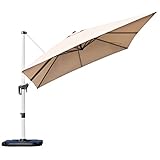 COSTWAY Sonnenschirm rechteckig 300 x 300 cm, groß Ampelschirm mit Kurbel,...