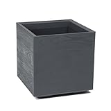 Pflanzkübel mit Rollen 40 cm, 36L – Blumentopf aus Kunststoff in Holzoptik –...