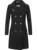 MARIKOO Damen Warmer Winter Wollmantel Nanakoo Schwarz Gr. M