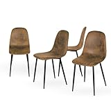 Homy Casa 4er Set Esszimmerstühle Scandinavian Vintage Künstlich Wildledersitz mit...