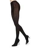 MeMoi Damen Ultraweiche Bambus-Mischung Basic Flache Strickstrumpfhose, Schwarz, L-XL