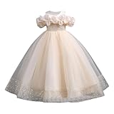 Mädchen Kleid Elegant Puffy Garn Prinzessin Kleid Langarm Patchwork Kleid Modisch...