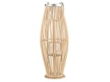 Bambusholz Deko Laterne Heller Holzfarbtone/Natural Flechtoptik Windlicht mit...