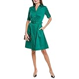 Brooks Brothers Damen Cotton Sateen Short Sleeve Shirt Dress Kleid, Blau Grün, 36