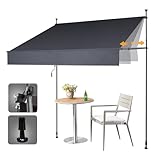 HOMEDEMO Klemmmarkise Markise Balkon ohne Bohren, 300cm x (120-150) cm Anthrazit, Upgrade...