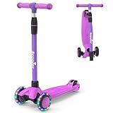 Kinder-Roller, LED-beleuchtete Räder und 3 höhenverstellbare Lenker, Scotter für Kinder...