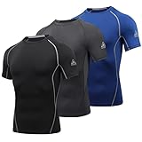 AMZSPORT Herren Kompressionsshirt Kurzarm Funktionsshirts Cool Dry Training Running Top,...