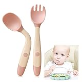Silikon-Baby-Löffel, Babylöffel, 2 Stück Baby Fütterlöffel, BPA Frei Baby Gabel und...