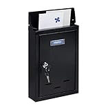 Relaxdays Briefkasten mit Namensschild, Metall, mit 2 Schlüsseln, Postkasten...