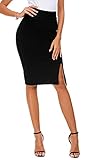 Damen Business Solide Hohe Taille Bleistiftrock Seitenschlitz Dehnbar Bodycon Midirock...