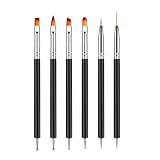 YPYMOD 6 Stück Doppel-Ende Nagel Pinsel, Nageldesign Pinsel, Doppel-Ende Nail Art Pinsel...