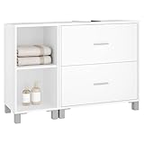 eSituro Waschbeckenunterschrank weiß, Badezimmerschrank mit 2 Schubladen...