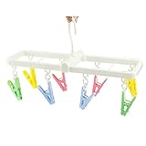 EIKS Wäscheständer mit 8 Clips für Handtücher, BHs, Babykleidung, Handschuhe, tragbar...