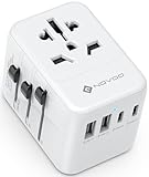 NOVOO Reiseadapter Weltweit 5 Ports Steckdosenadapter 21W mit 2 USB,2 USB C und...