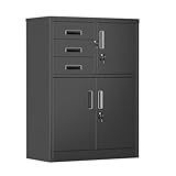 SUPEER Aktenschrank,Metallschrank mit 3 SchubladenLagerschränke,Stahlblech...
