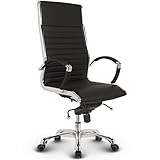 VERSEE Premium Echt-Leder Chefsessel Montreal in Schwarz - Ergonomischer Bürostuhl für...