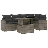 6-TLG. Garten-Sofagarnitur mit Kissen Grau Poly Rattan,3267260