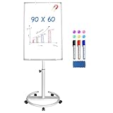 maxtek Flipchart Ständer, 90x60cm Flipcharts Whiteboard, Haken Verschieben Flipchart...