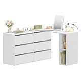 SONGMICS HOME Kommode, Schrank, Schminktisch mit Regal, Schnelle werkzeuglose Montage,...