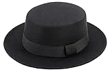 Klassischer Porkpie Fedora Wollfilzhut für Damen und Herren, Schwarz,...