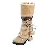 Generisch Damen Snow Heels halten Booties Hairball Retro Toe warm mittlere runde Schuhe...