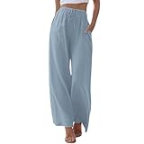 Generisch Sale Leinenhose Damen, Sommerhose Damen Leicht, Baumwolle Leinen Hose Sommer...